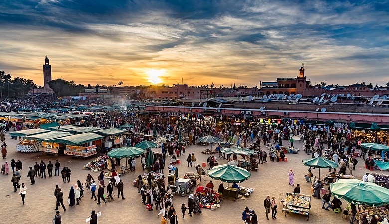 Market place in Marrakeshs medina quarter
