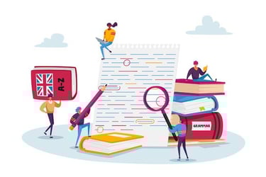 illustration of people editing content to represent ai translation with human editing