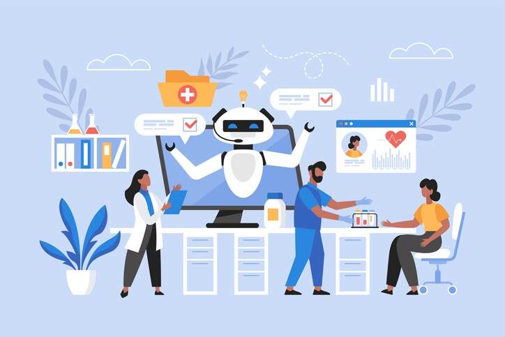 robot popping out of computer representing AI website translations