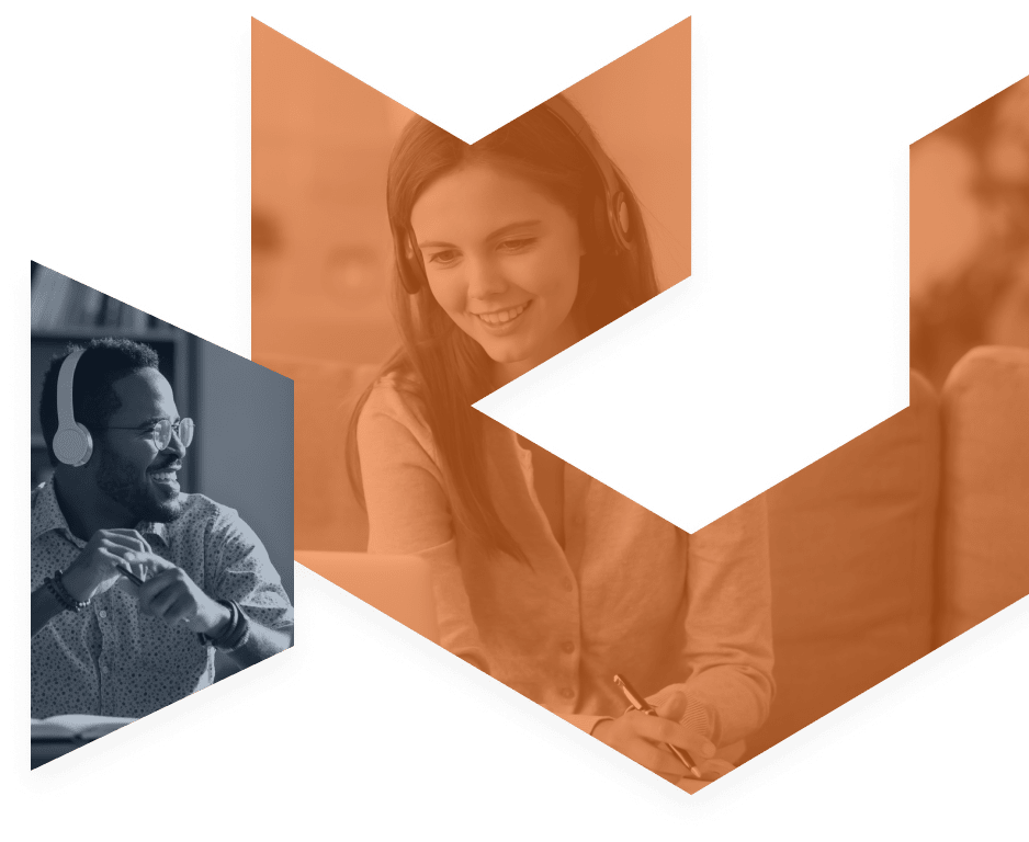 lingualinx logo cut out with two people wearing in headphones 