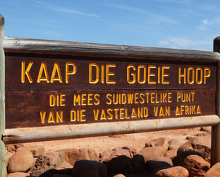 Wooden sign in Afrikaans language