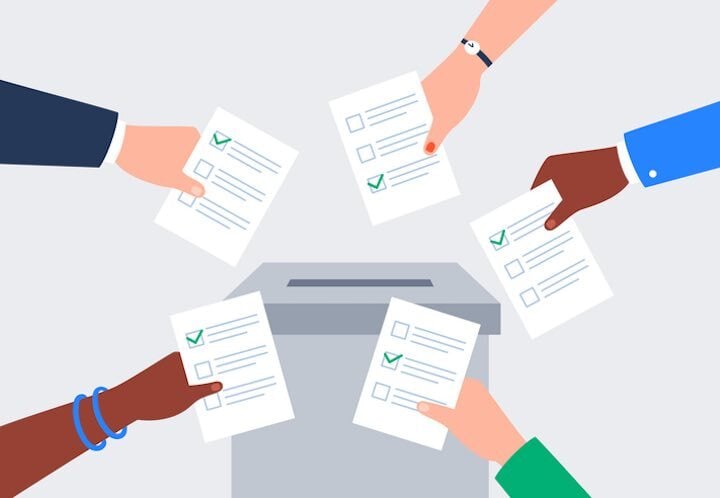 Diverse hands submit forms, symbolizing coordinated support for accurate, accessible government translation services.