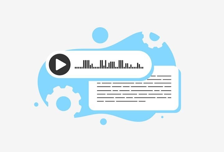 Illustration representing audio transcription and language translation