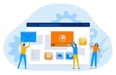 illustration of people working on a website