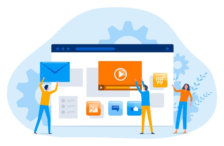 illustration of people working on a website