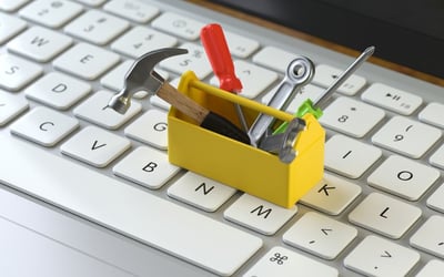 website toolbox sitting on keyboard