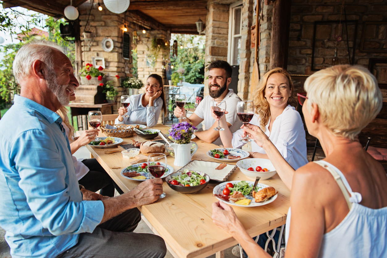 french people enjoying a meal