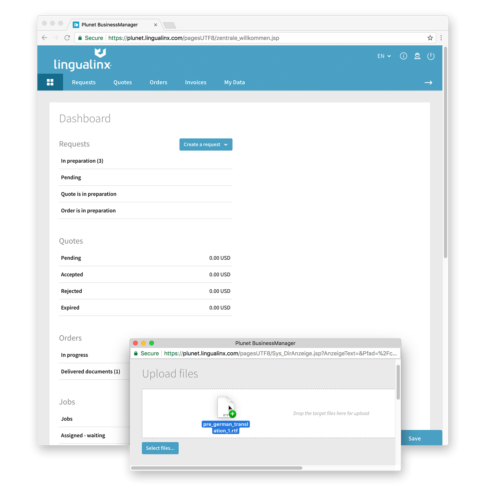 lingualinx portal screenshot