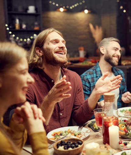 co-workers enjoying dinner together