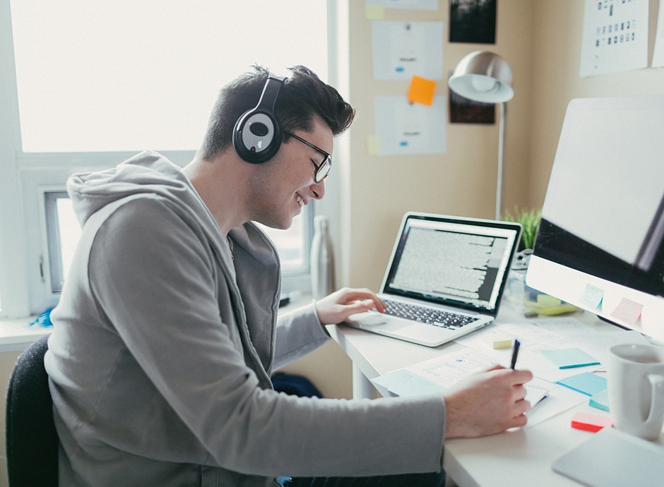 man at desk