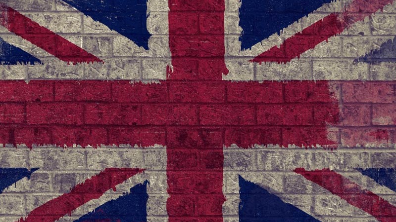 British flag painted on a brick wall
